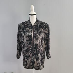 Xscape by Joanna Chen Paisley Sparkle Mandarin Collar Jacket XL